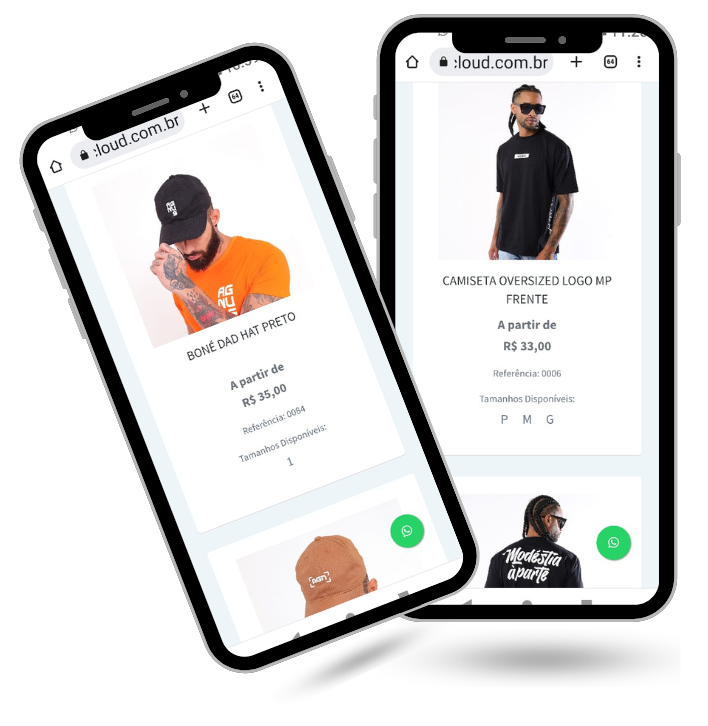 Cliente navegando no catálogo digital pelo celular