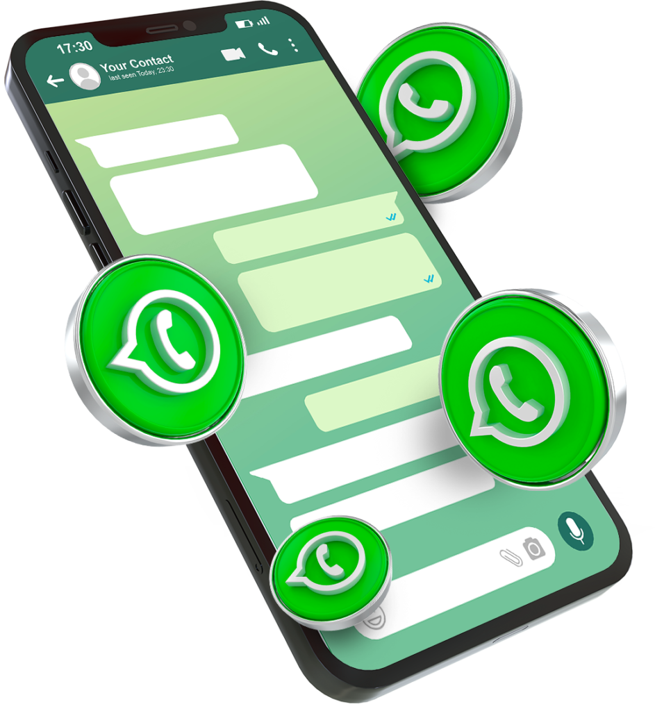 Ilustração de comunicação por WhatsApp entre loja e clientes